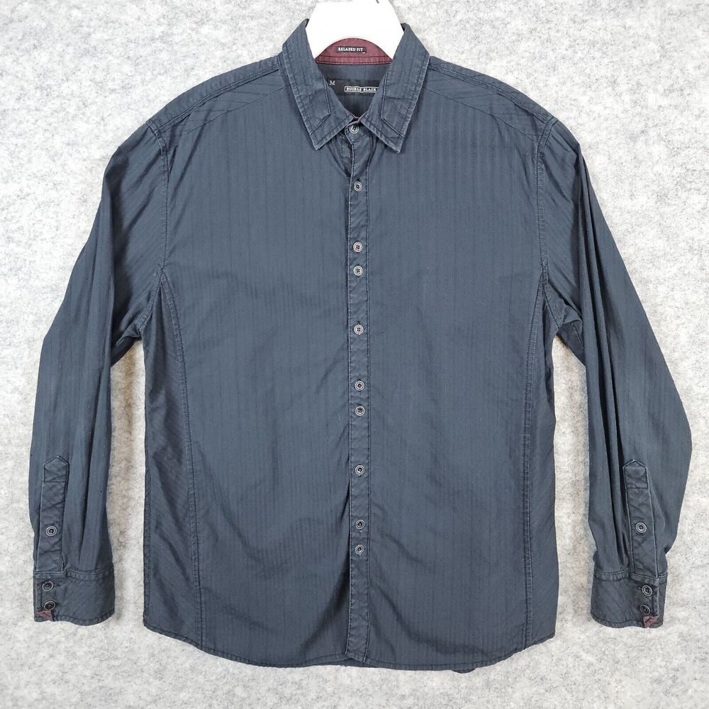 Buckle Black Dark Gray/Blue Size Medium Relaxed 100% Cotton Long Sleeve Shirt